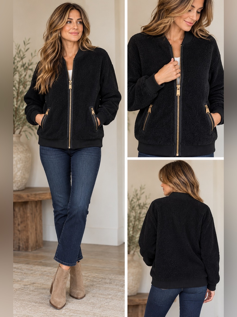 Pendleton Black Fleece Bomber Jacket Plaid Lined Full Zip Women’s L